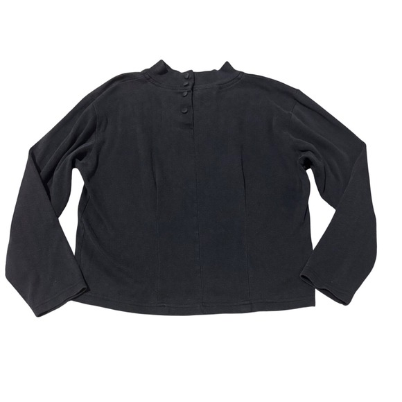 Stefano World Wide Tops - Vintage Stefano Womens Small Black Mock Neck Button Back Top 90s Minimalist USA